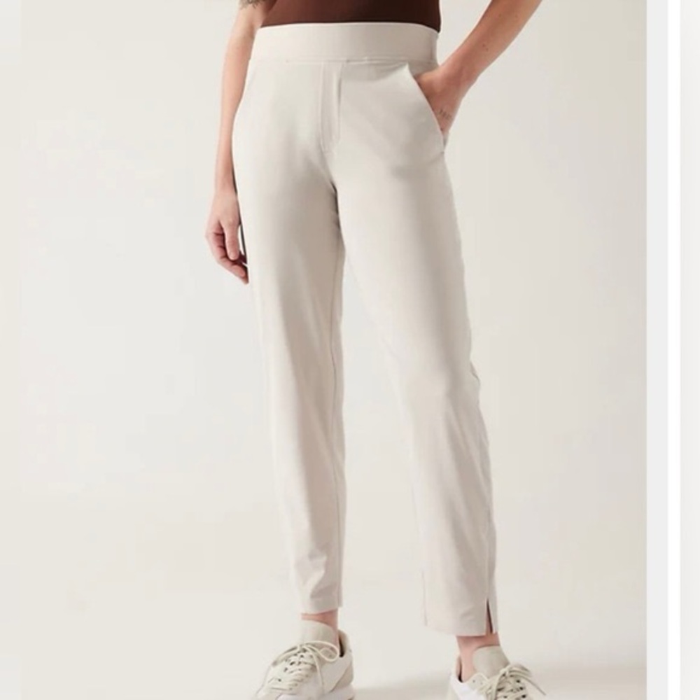 Athleta Brooklyn Ankle Pant Khaki Bone Athletic Pull On Size 14